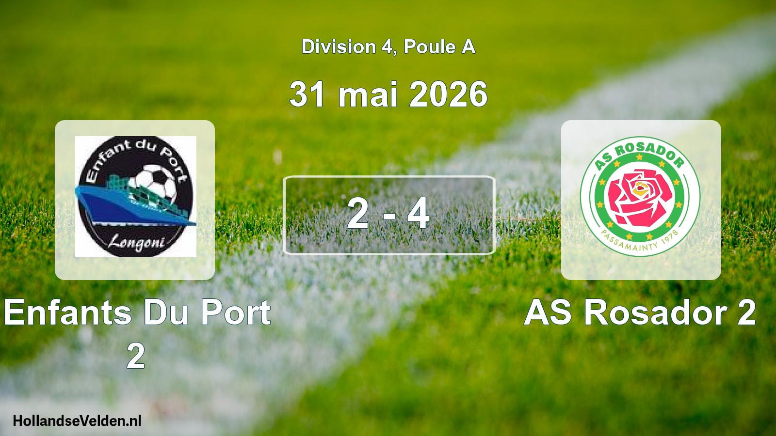 Total number of matches played: Enfants Du Port 2 - AS Rosador 2 2 - 4 (31 May 2026)