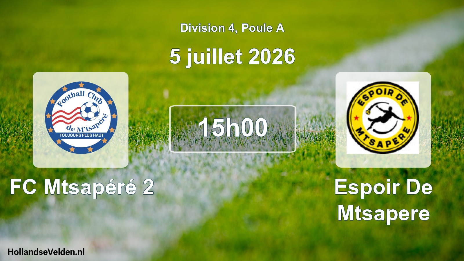 Scheduled Match: FC Mtsapéré 2 - Espoir De Mtsapere (5 July 2026)
