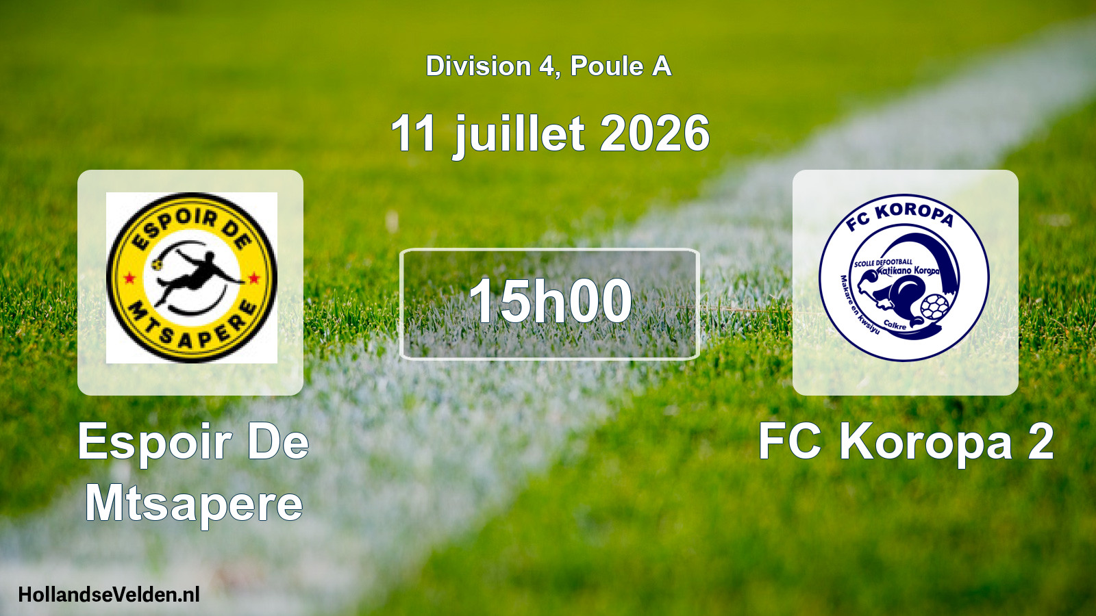 Match programmé: Espoir De Mtsapere - FC Koropa 2 (11 juillet 2026)