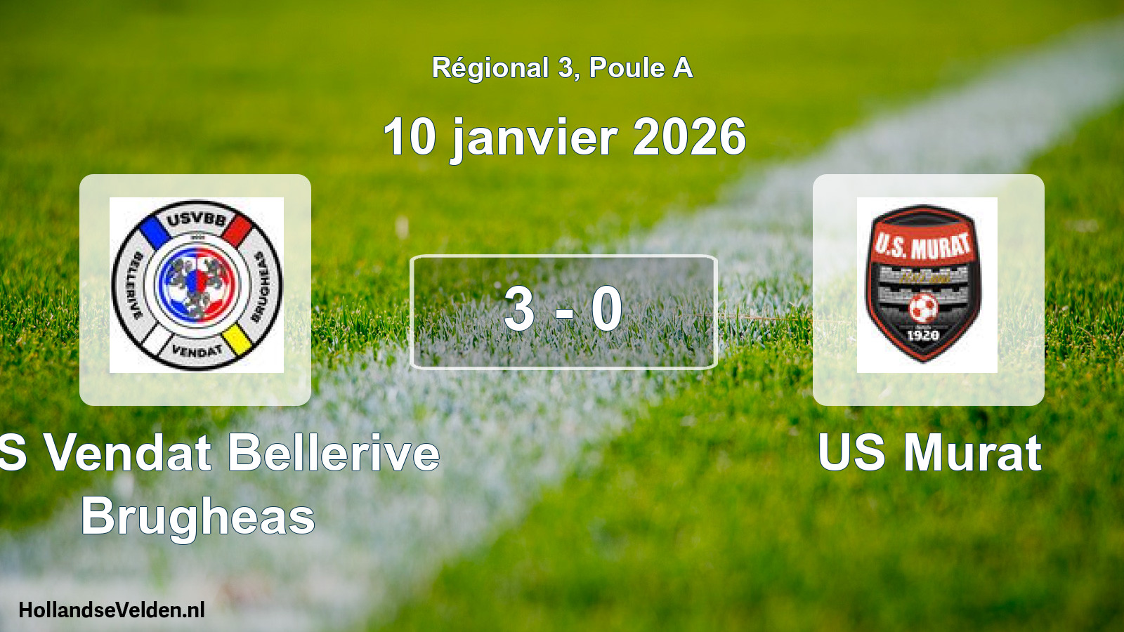 Total number of matches played: US Vendat Bellerive Brugheas - US Murat 3 - 0 (10 January 2026)