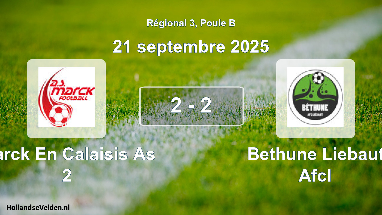 Gespeelde wedstrijd: Marck En Calaisis As 2 - Bethune Liebaut Afcl 2 - 2 (21 septembre 2025)