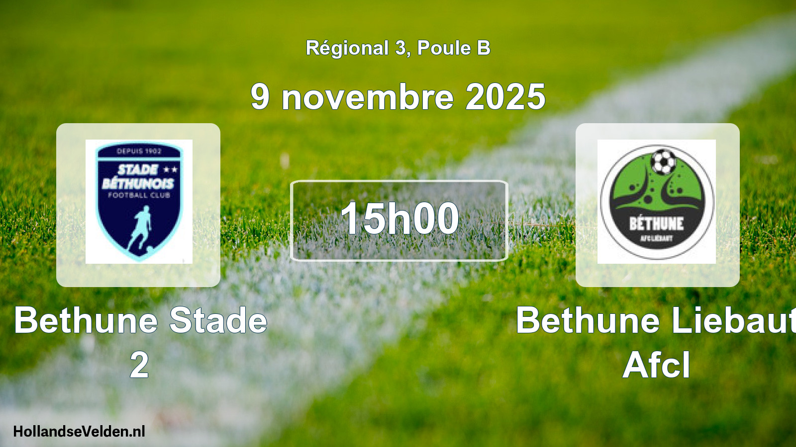 Geplande wedstrijd: Bethune Stade 2 - Bethune Liebaut Afcl (9 november 2025)