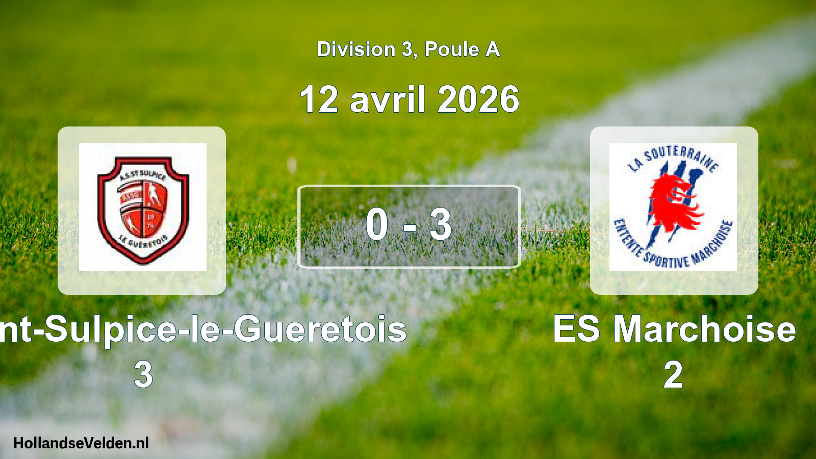 Gespeelde wedstrijd: AS Saint-Sulpice-le-Gueretois 3 - ES Marchoise 2 0 - 3 (12 april 2026)