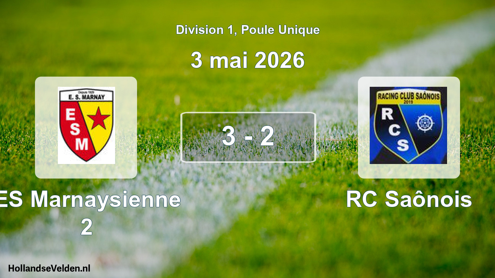 Match joué: ES Marnaysienne 2 - RC Saônois 3 - 2 (3 mai 2026)
