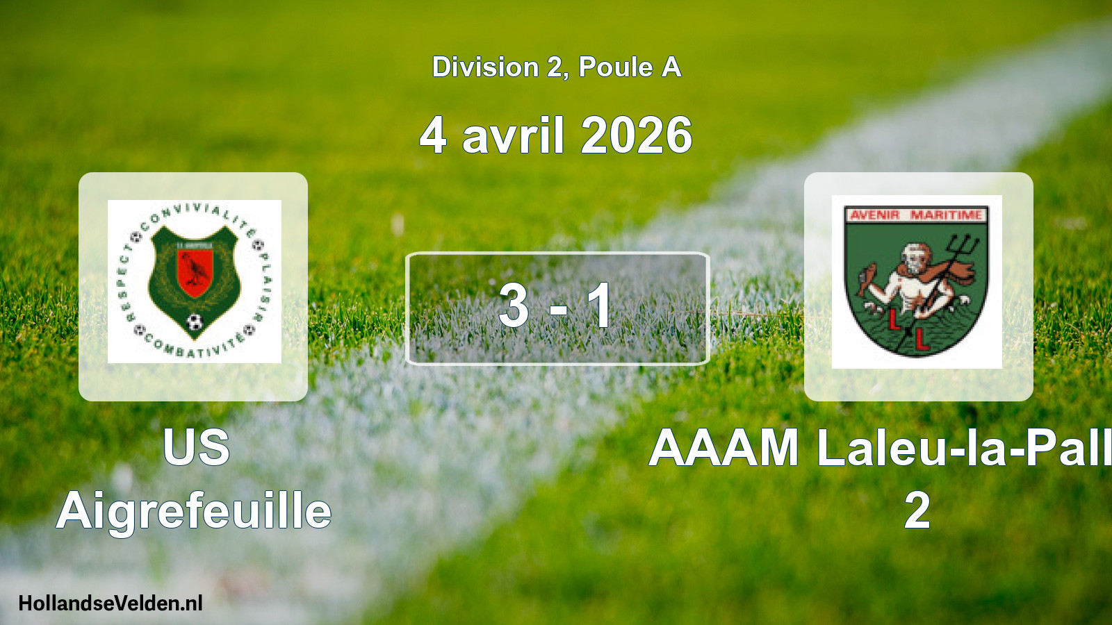Total number of matches played: US Aigrefeuille - AAAM Laleu-la-Pallice 2 3 - 1 (4 April 2026)