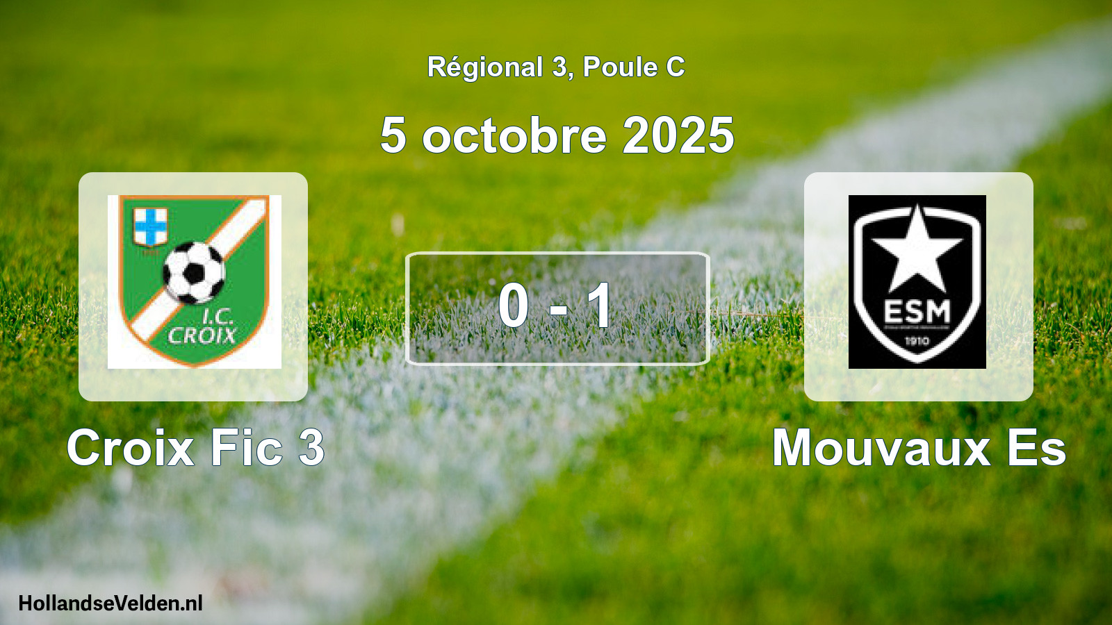 Gespeelde wedstrijd: Croix Fic 3 - Mouvaux Es 0 - 1 (5 octobre 2025)