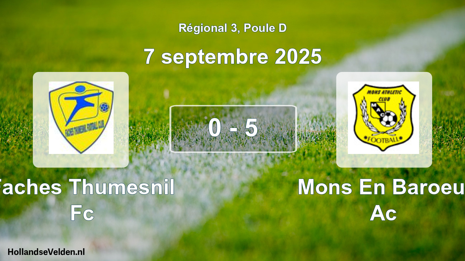 Gespeelde wedstrijd: Faches Thumesnil Fc - Mons En Baroeul Ac 0 - 5 (7 septembre 2025)