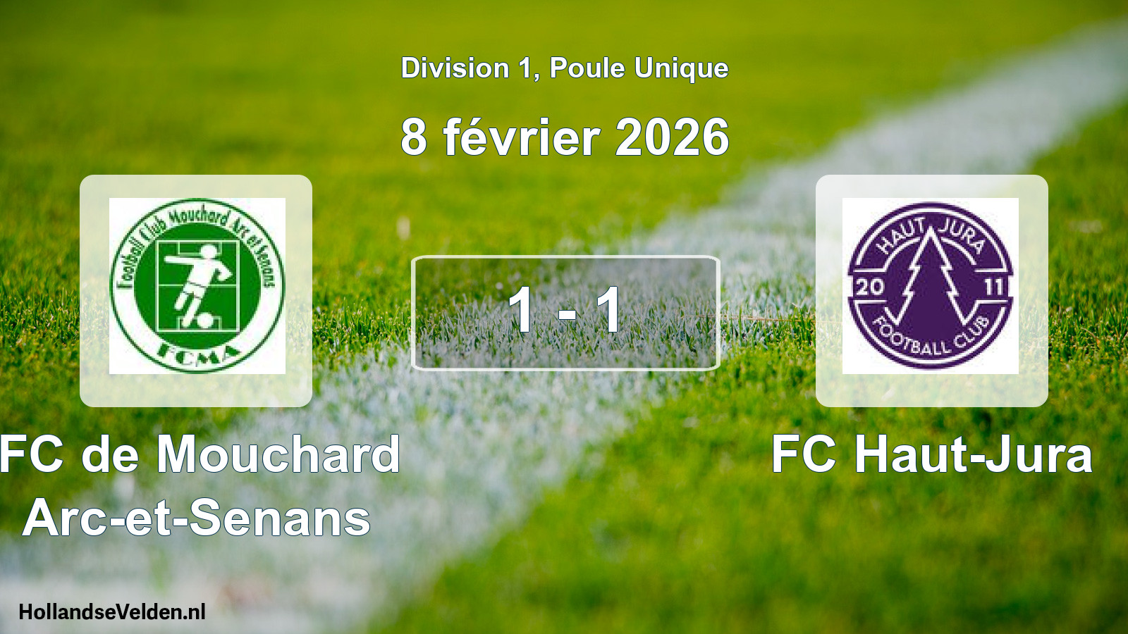 Total number of matches played: FC de Mouchard Arc-et-Senans - FC Haut-Jura 1 - 1 (8 February 2026)
