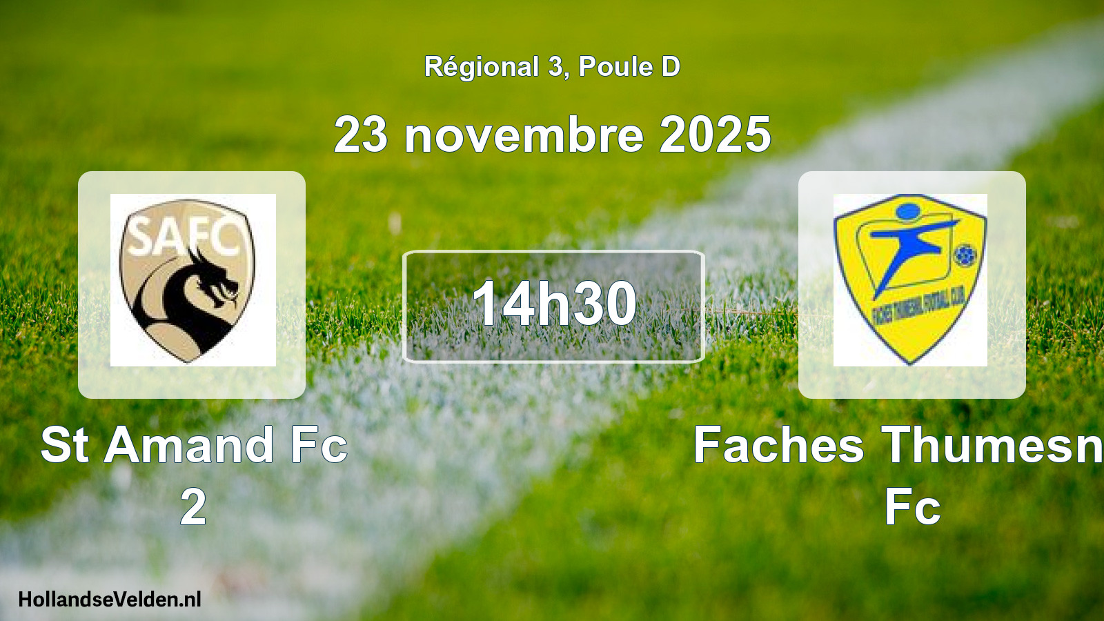 Geplande wedstrijd: St Amand Fc 2 - Faches Thumesnil Fc (23 november 2025)