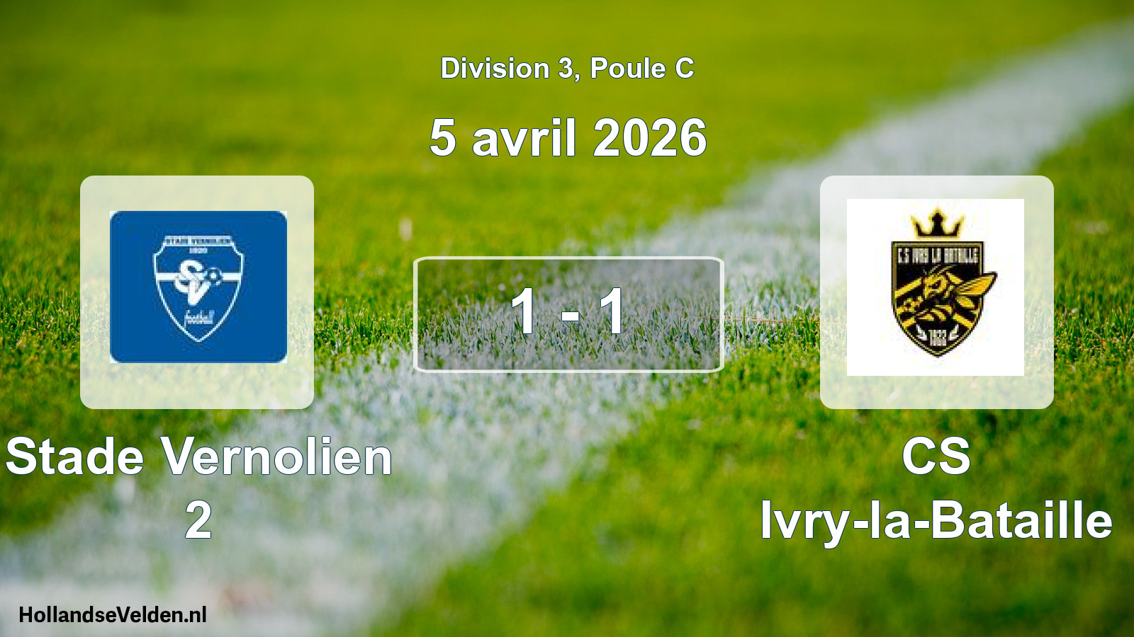 Match joué: Stade Vernolien 2 - CS Ivry-la-Bataille 1 - 1 (5 avril 2026)