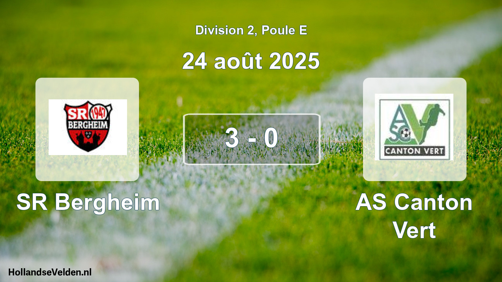 Total number of matches played: SR Bergheim - AS Canton Vert 3 - 0 (24 August 2025)