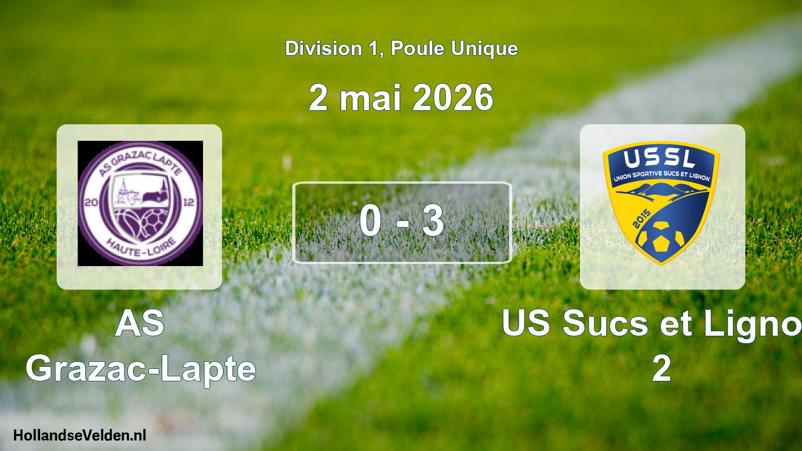 Match joué: AS Grazac-Lapte - US Sucs et Lignon 2 0 - 3 (2 mai 2026)