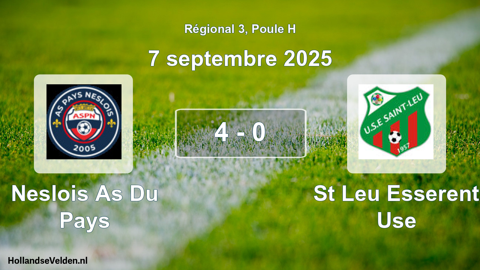 Gespeelde wedstrijd: Neslois As Du Pays - St Leu Esserent Use 4 - 0 (7 september 2025)