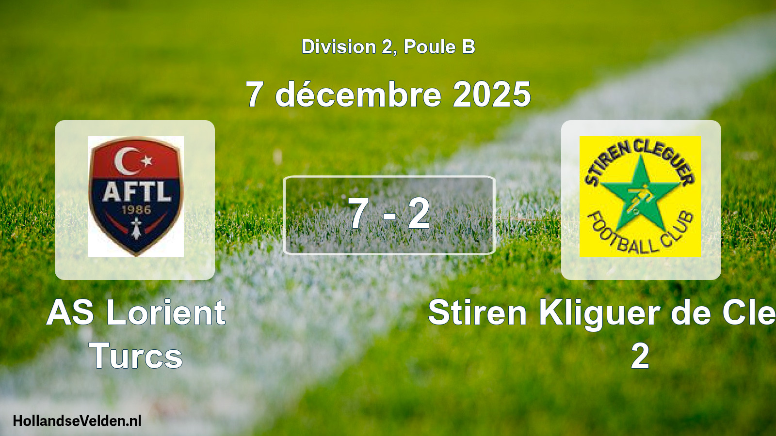 Gespeelde wedstrijd: AS Lorient Turcs - Stiren Kliguer de Cleguer 2 7 - 2 (7 december 2025)