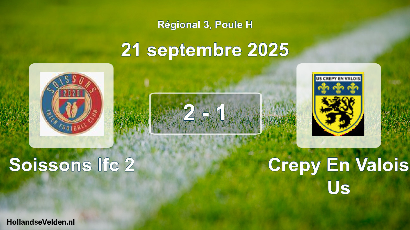Gespeelde wedstrijd: Soissons Ifc 2 - Crepy En Valois Us 2 - 1 (21 septembre 2025)