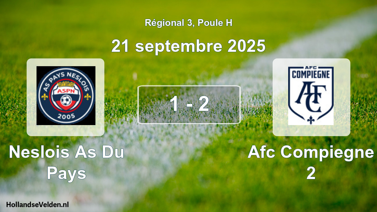Gespeelde wedstrijd: Neslois As Du Pays - Afc Compiegne 2 1 - 2 (21 septembre 2025)