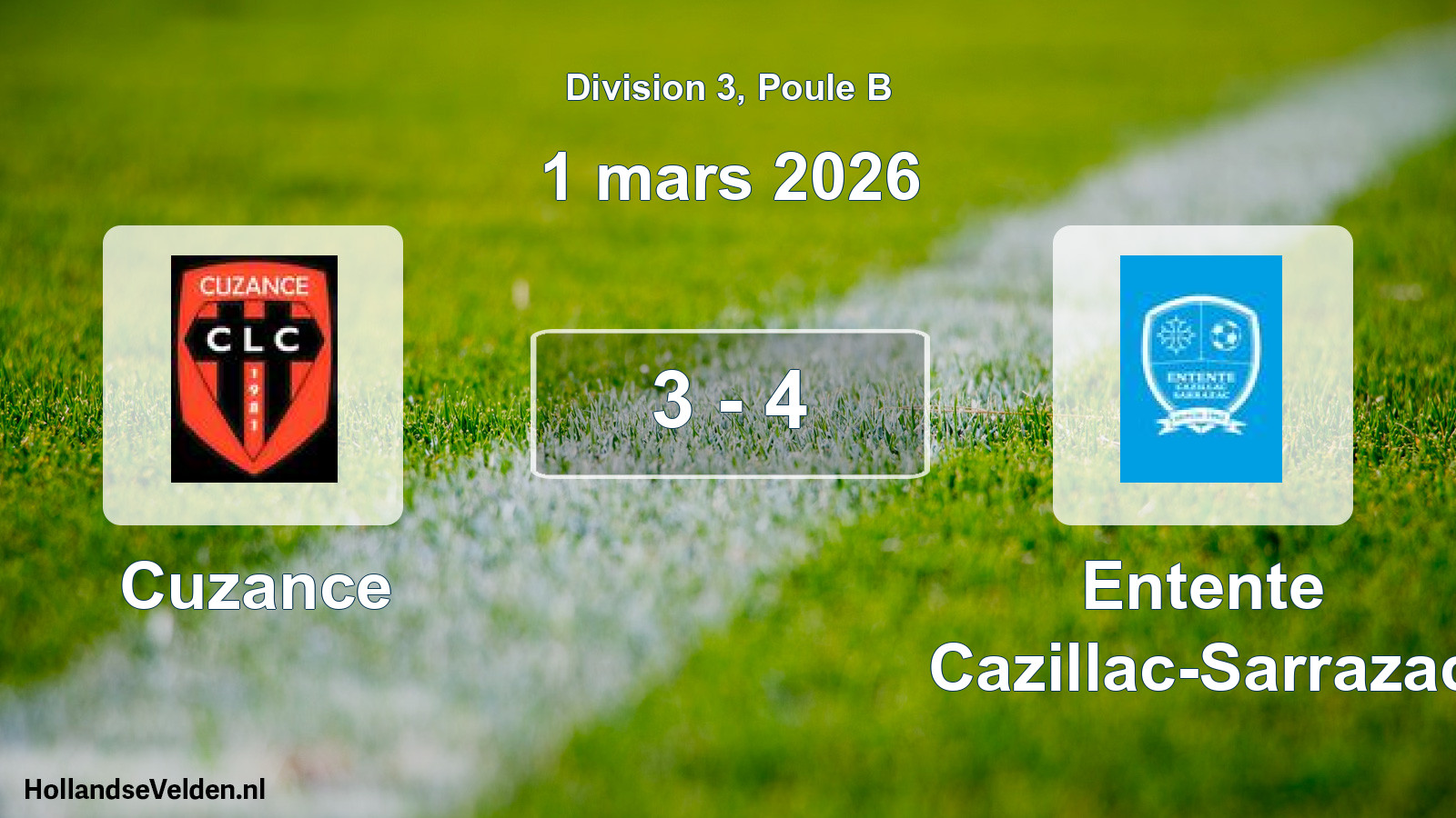 Total number of matches played: Cuzance - Entente Cazillac-Sarrazac 3 - 4 (1 March 2026)