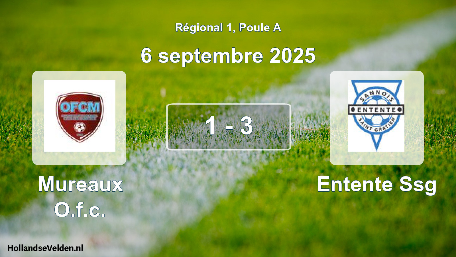 Gespeelde wedstrijd: Mureaux O.f.c. - Entente Ssg 1 - 3 (6 septembre 2025)