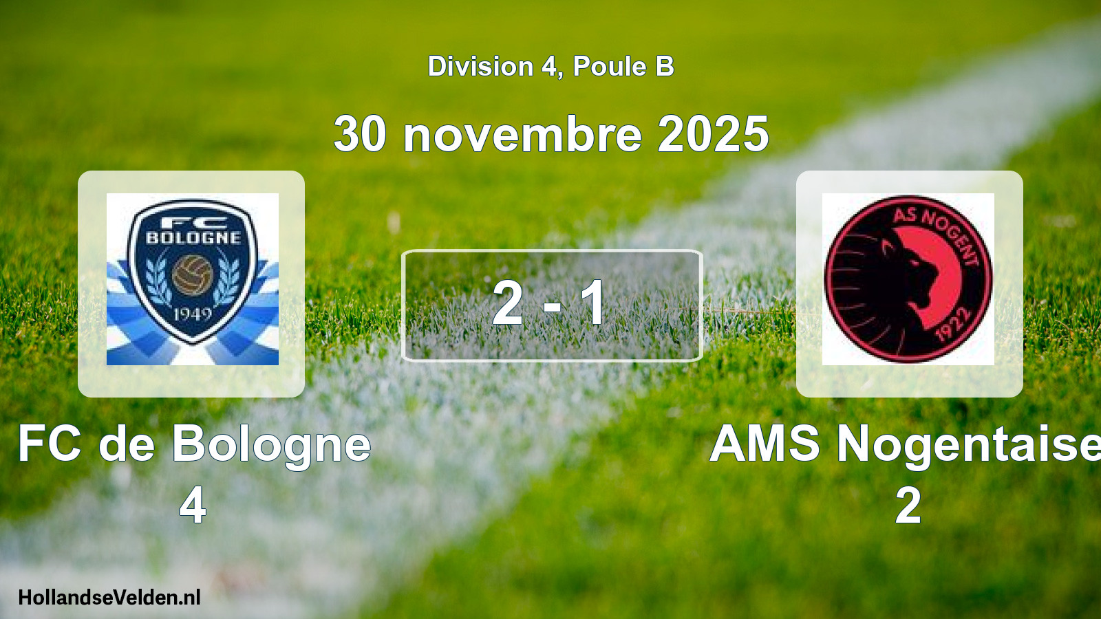 Match joué: FC de Bologne 4 - AMS Nogentaise 2 2 - 1 (30 novembre 2025)