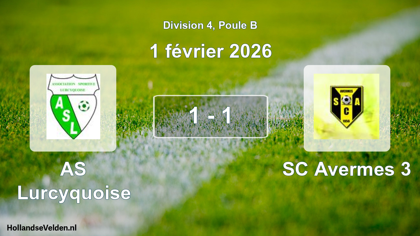 Match joué: AS Lurcyquoise - SC Avermes 3 1 - 1 (1 février 2026)