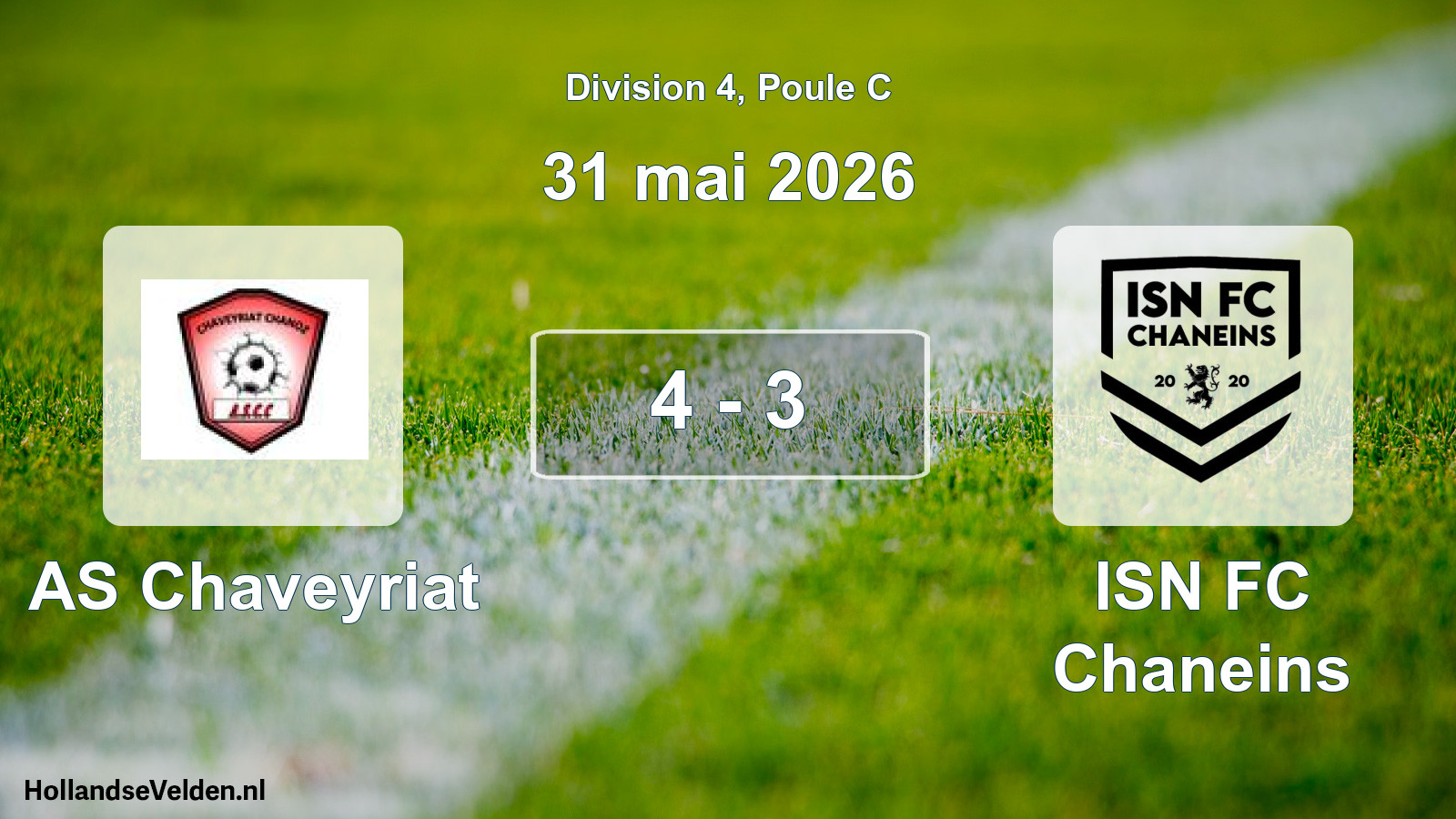 Match joué: AS Chaveyriat - ISN FC Chaneins 4 - 3 (31 mai 2026)