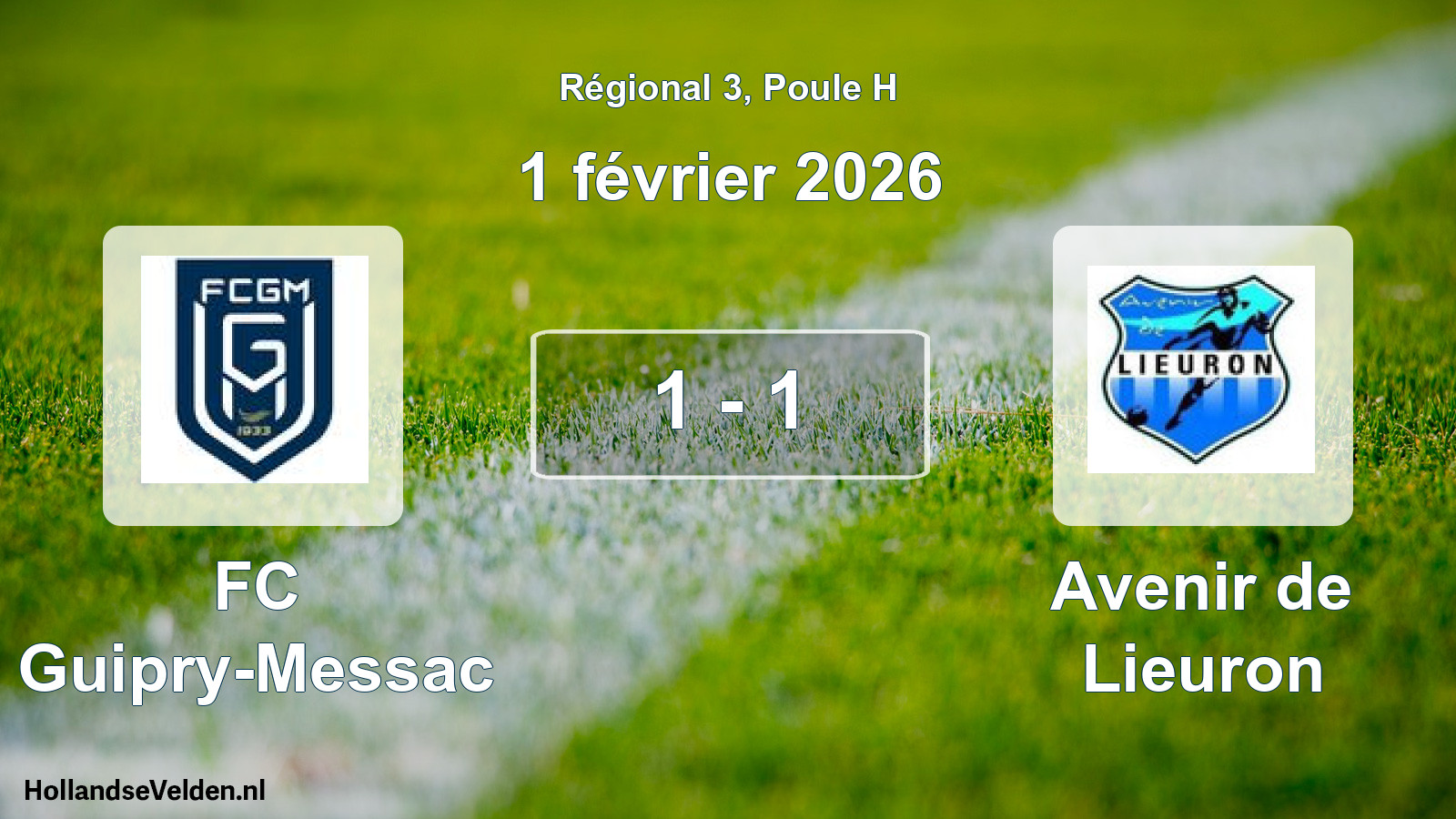 Match joué: FC Guipry-Messac - Avenir de Lieuron 1 - 1 (1 février 2026)