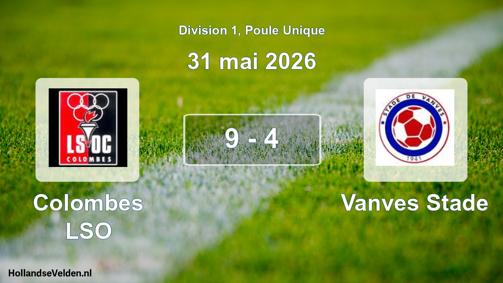 Match joué: Colombes LSO - Vanves Stade 9 - 4 (31 mai 2026)