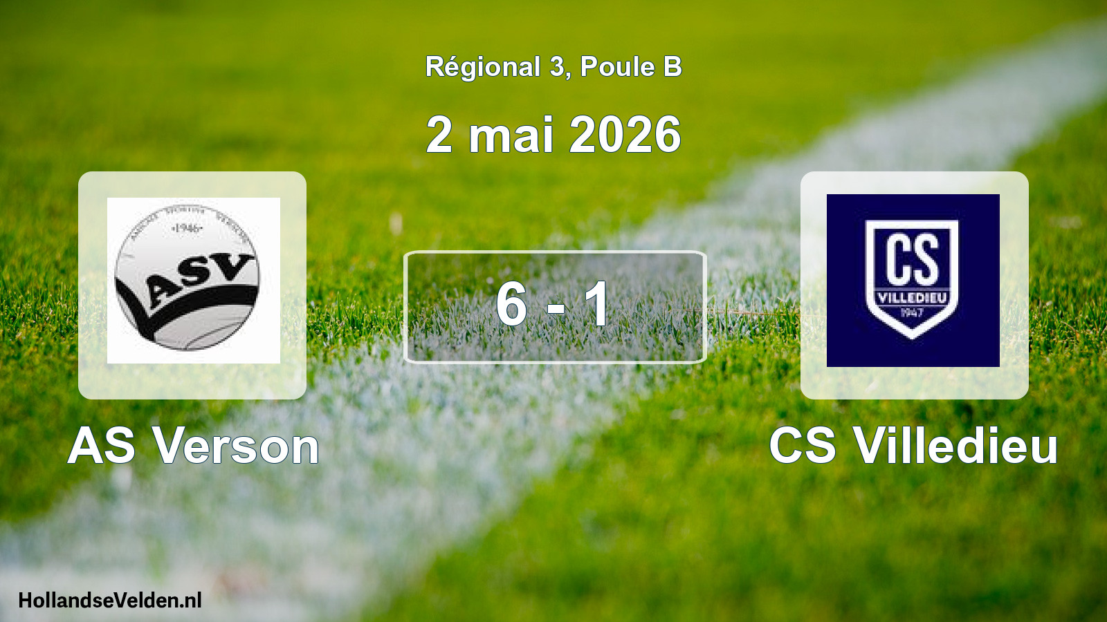 Match joué: AS Verson - CS Villedieu 6 - 1 (2 mai 2026)