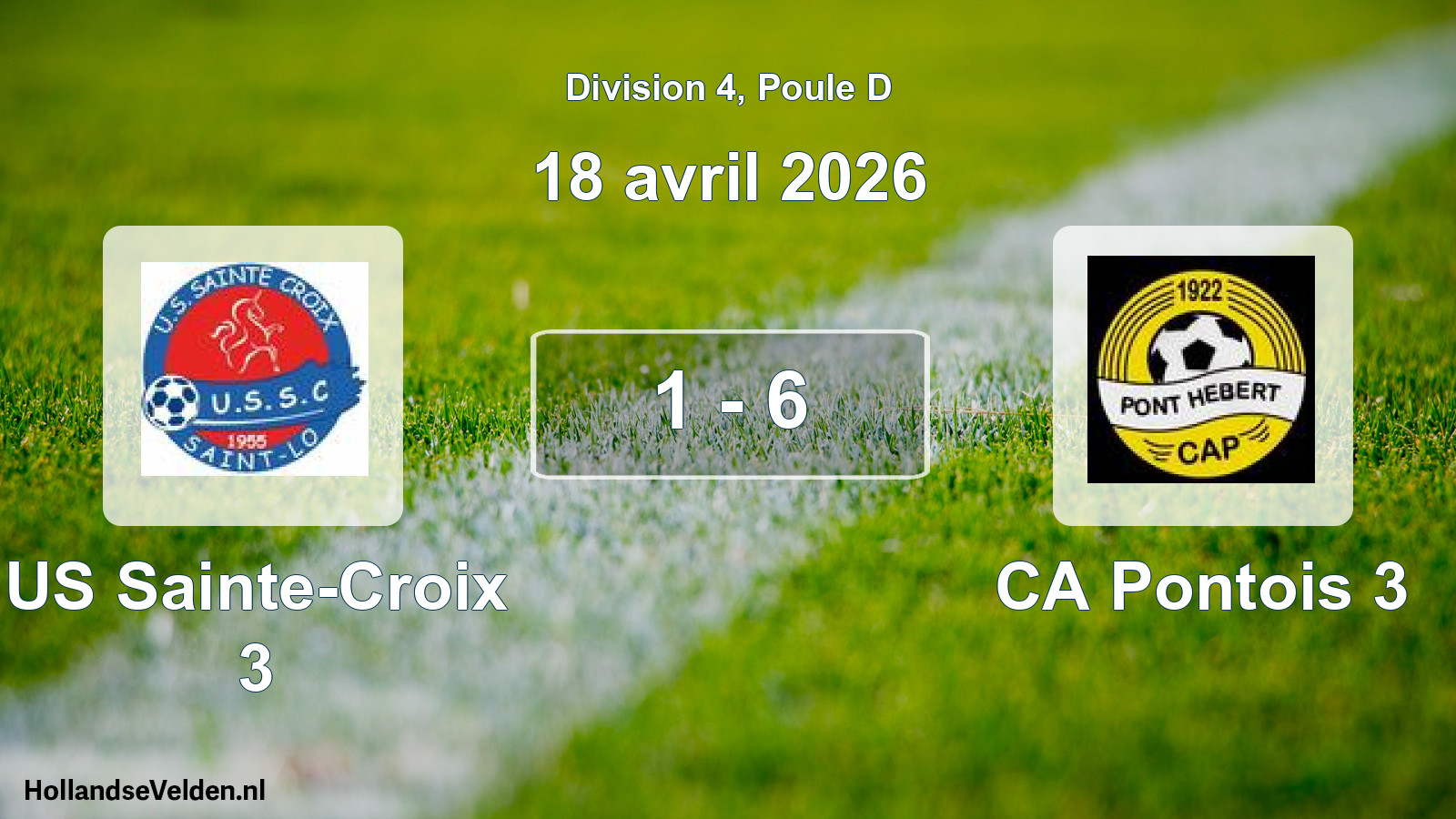 Match joué: US Sainte-Croix 3 - CA Pontois 3 1 - 6 (18 avril 2026)