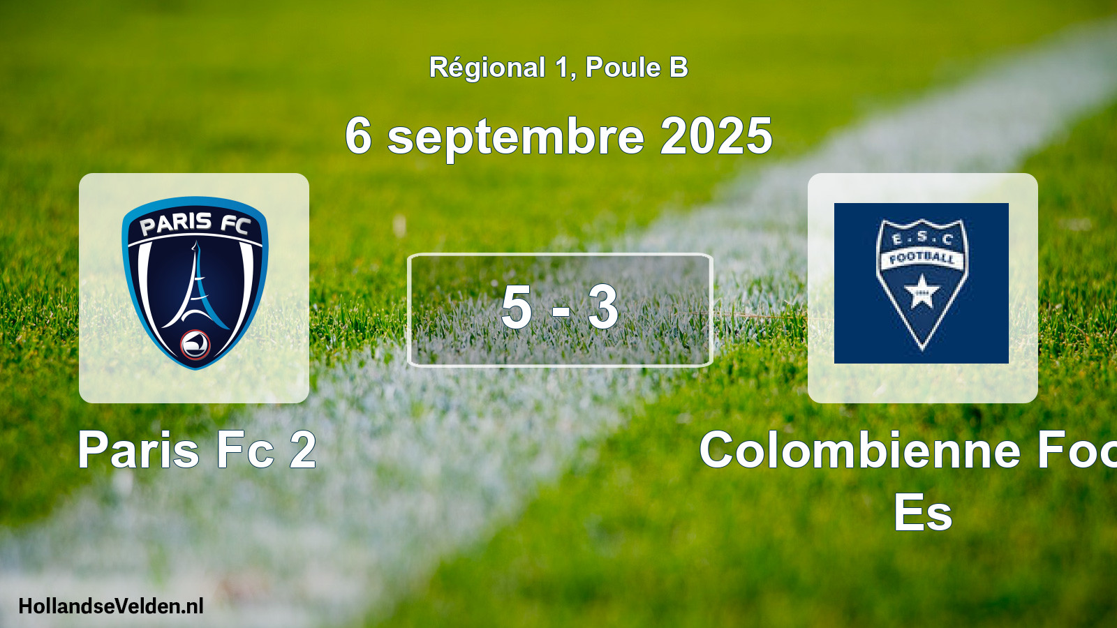 Total number of matches played: Paris Fc 2 - Colombienne Foot Es 5 - 3 (6 September 2025)