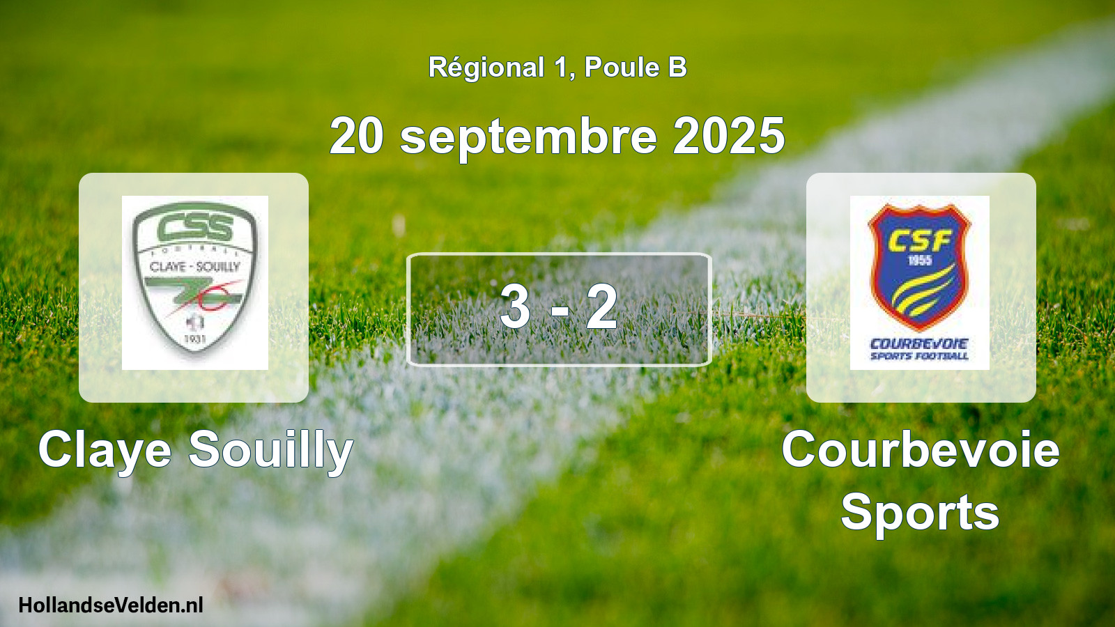 Total number of matches played: Claye Souilly - Courbevoie Sports 3 - 2 (20 September 2025)