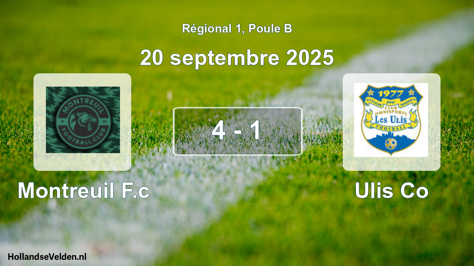 Gespeelde wedstrijd: Montreuil F.c - Ulis Co 4 - 1 (20 september 2025)