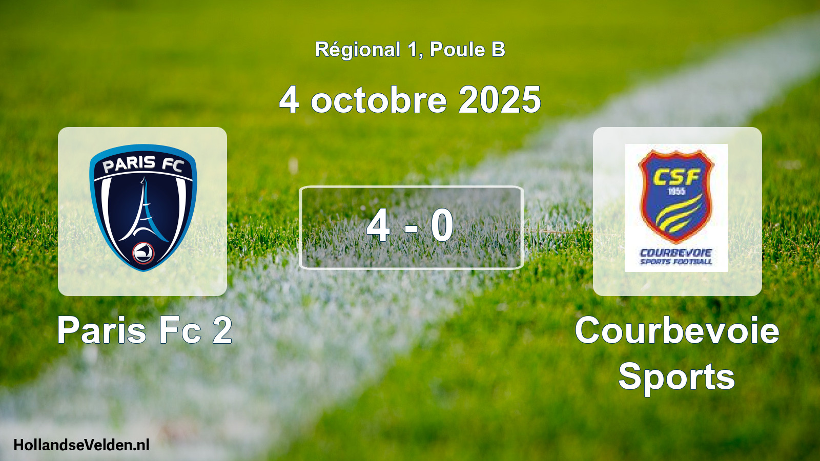 Total number of matches played: Paris Fc 2 - Courbevoie Sports 4 - 0 (4 October 2025)