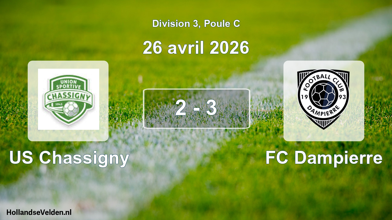 Total number of matches played: US Chassigny - FC Dampierre 2 - 3 (26 April 2026)