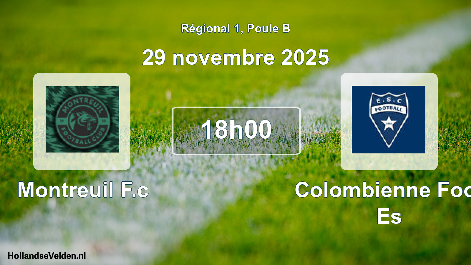 Geplande wedstrijd: Montreuil F.c - Colombienne Foot Es (29 novembre 2025)