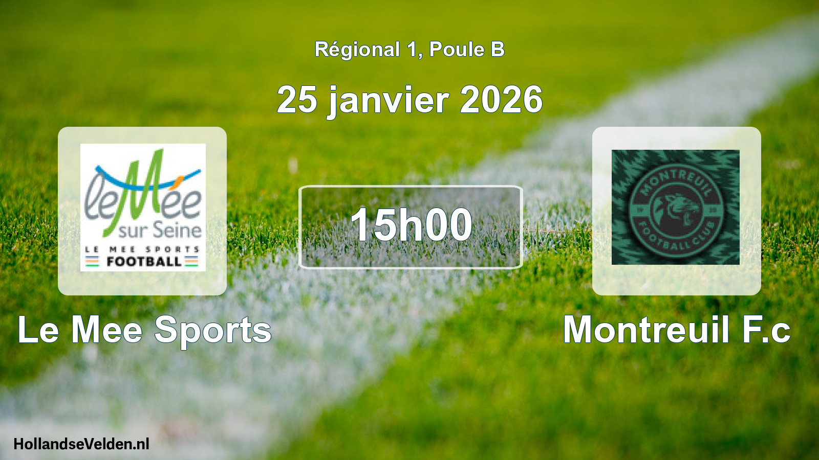Geplande wedstrijd: Le Mee Sports - Montreuil F.c (25 januari 2026)