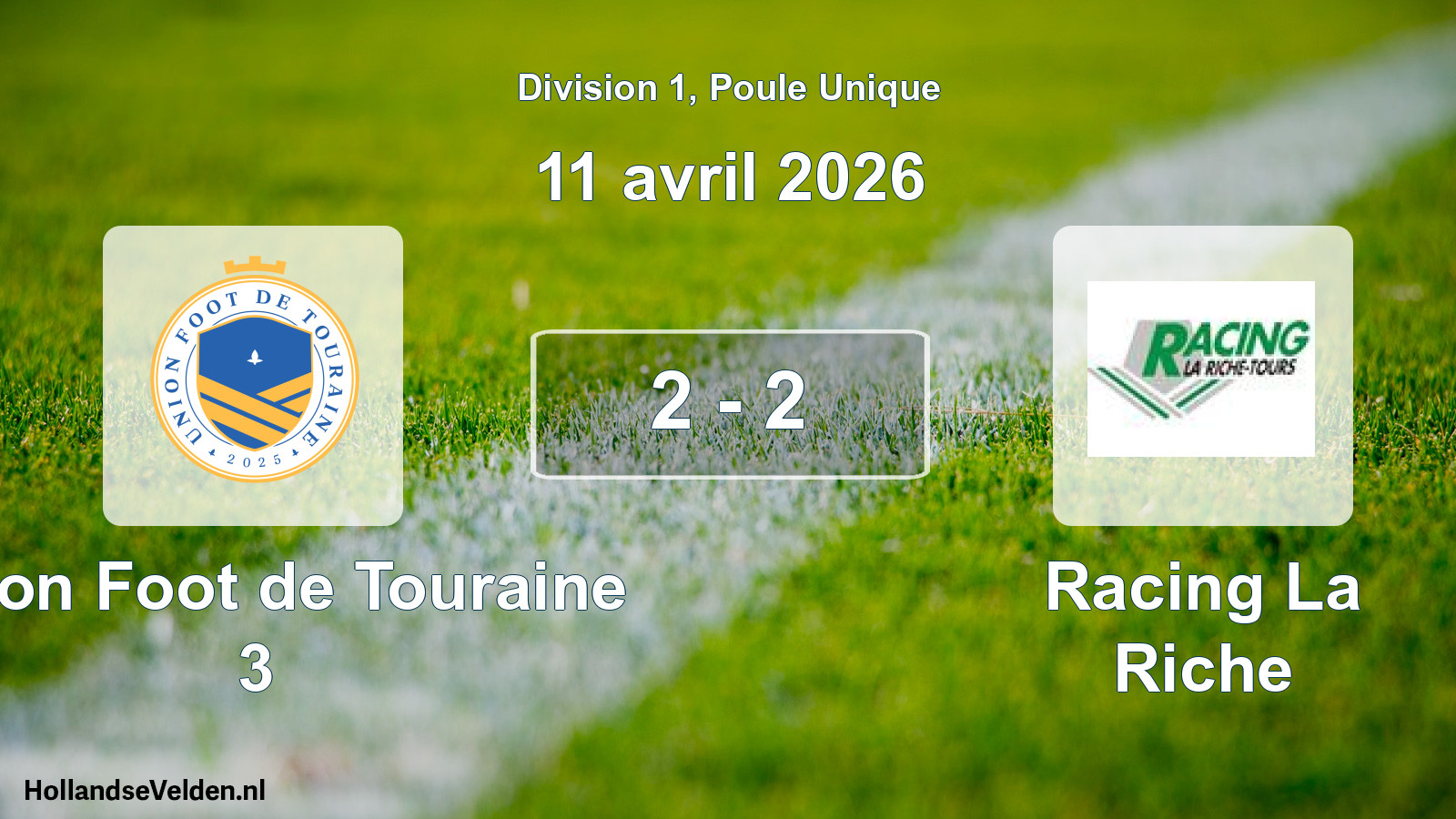Match joué: Union Foot de Touraine 3 - Racing La Riche 2 - 2 (11 avril 2026)