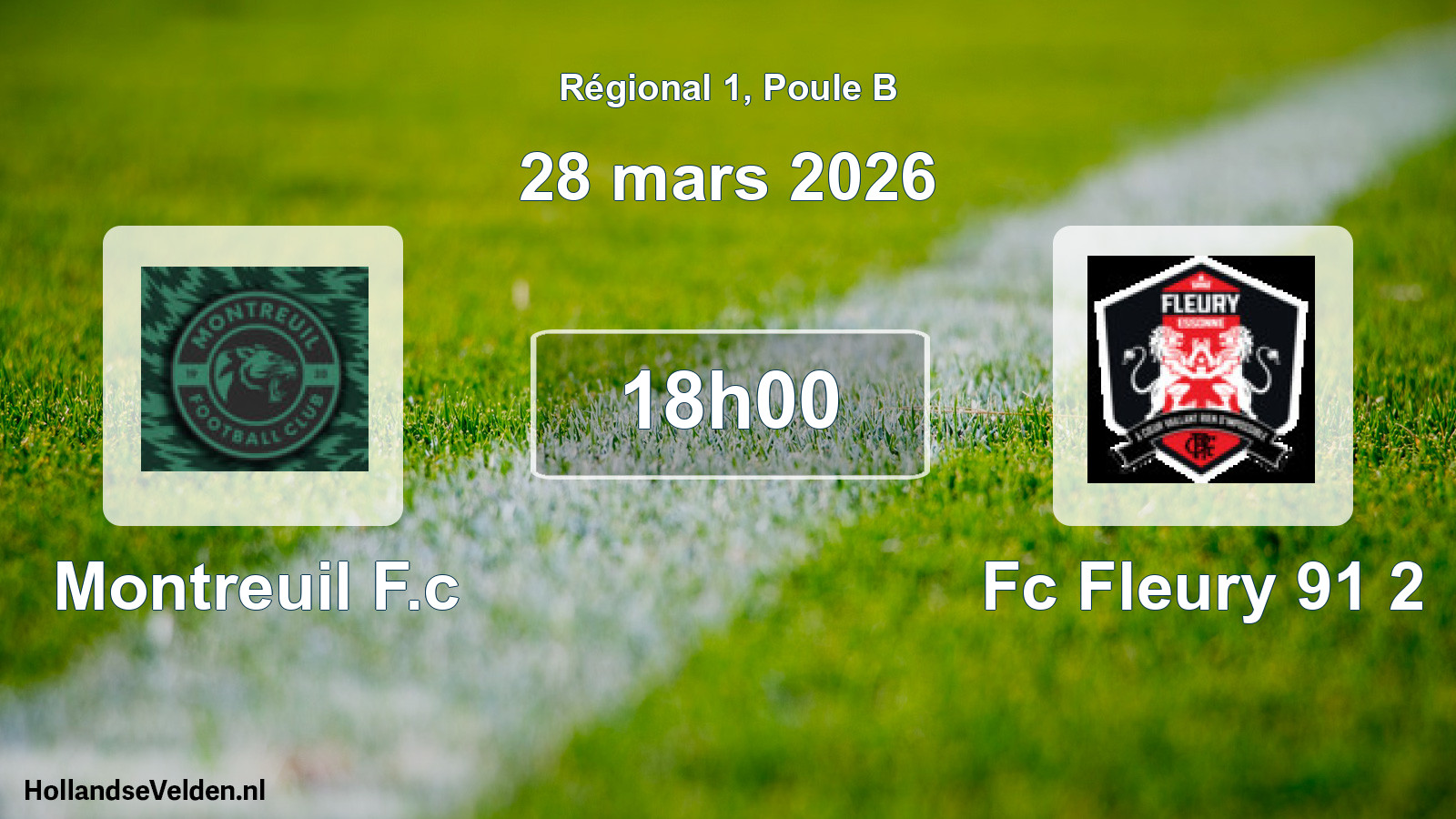 Geplande wedstrijd: Montreuil F.c - Fc Fleury 91 2 (28 maart 2026)