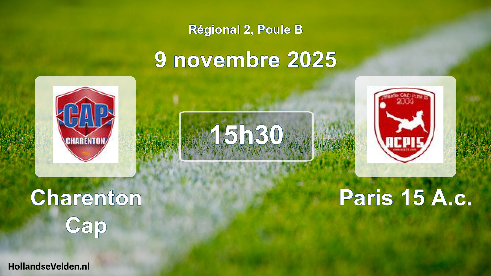 Geplande wedstrijd: Charenton Cap - Paris 15 A.c. (9 novembre 2025)
