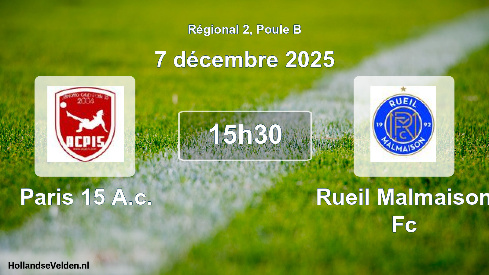 Scheduled Match: Paris 15 A.c. - Rueil Malmaison Fc (7 December 2025)