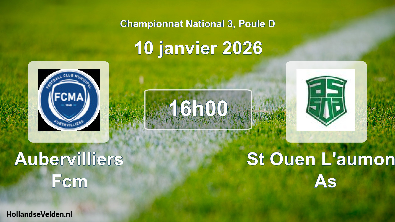 Scheduled Match: Aubervilliers Fcm - St Ouen L'aumone As (10 January 2026)