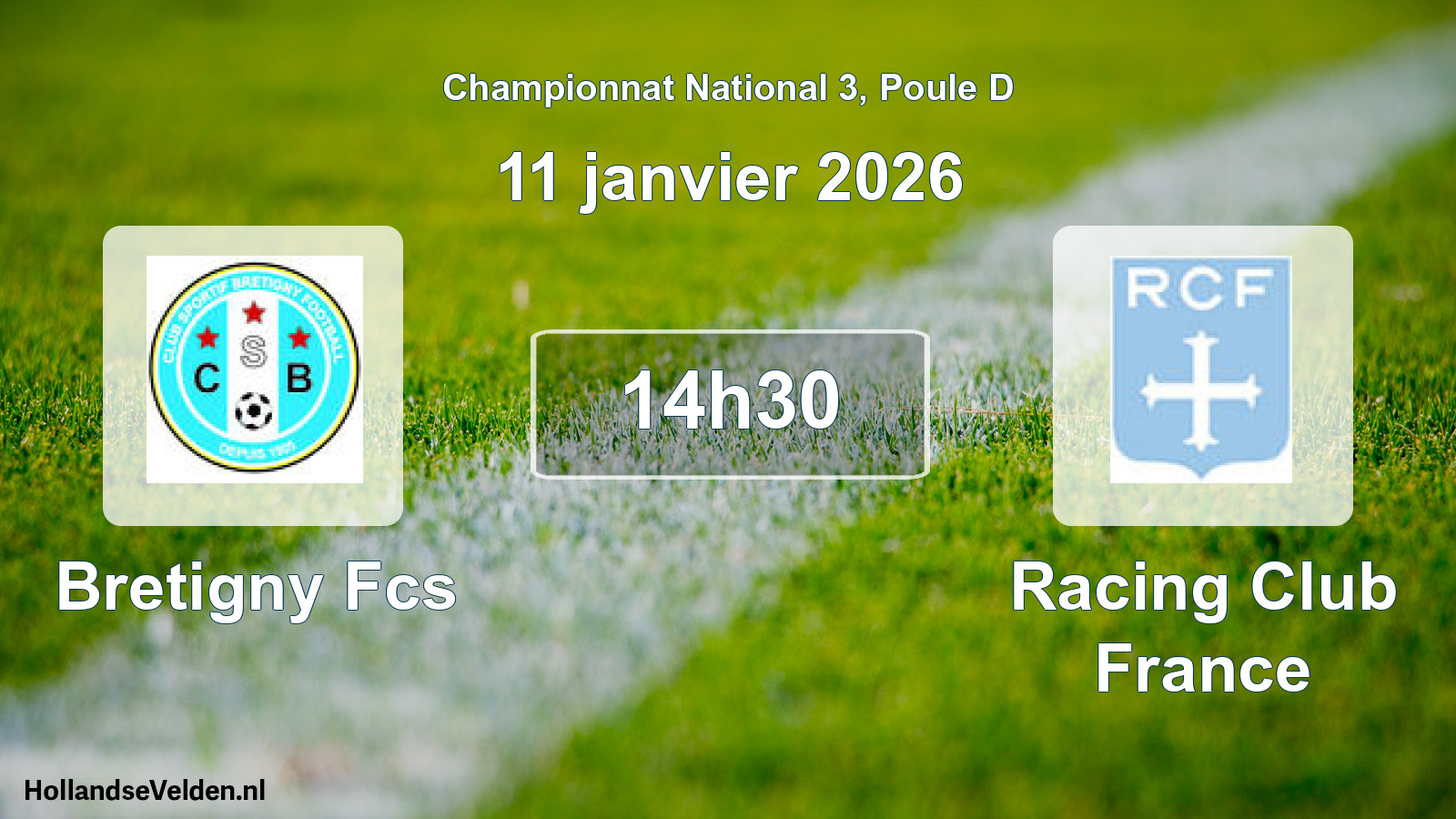 Geplande wedstrijd: Bretigny Fcs - Racing Club France (11 januari 2026)