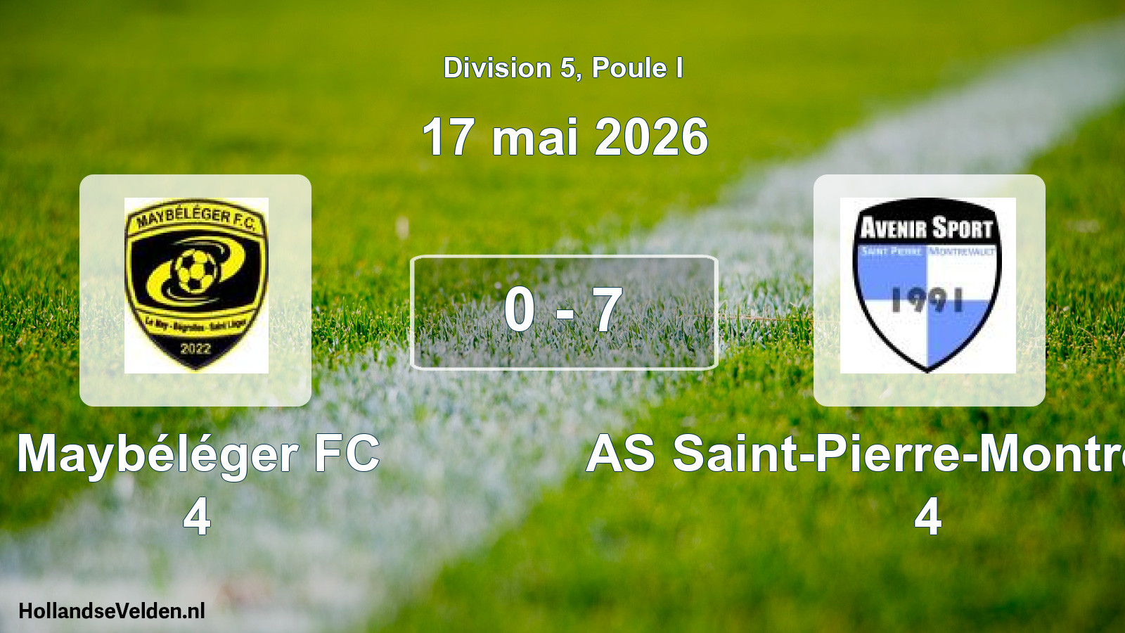 Match joué: Maybéléger FC 4 - AS Saint-Pierre-Montrevault 4 0 - 7 (17 mai 2026)