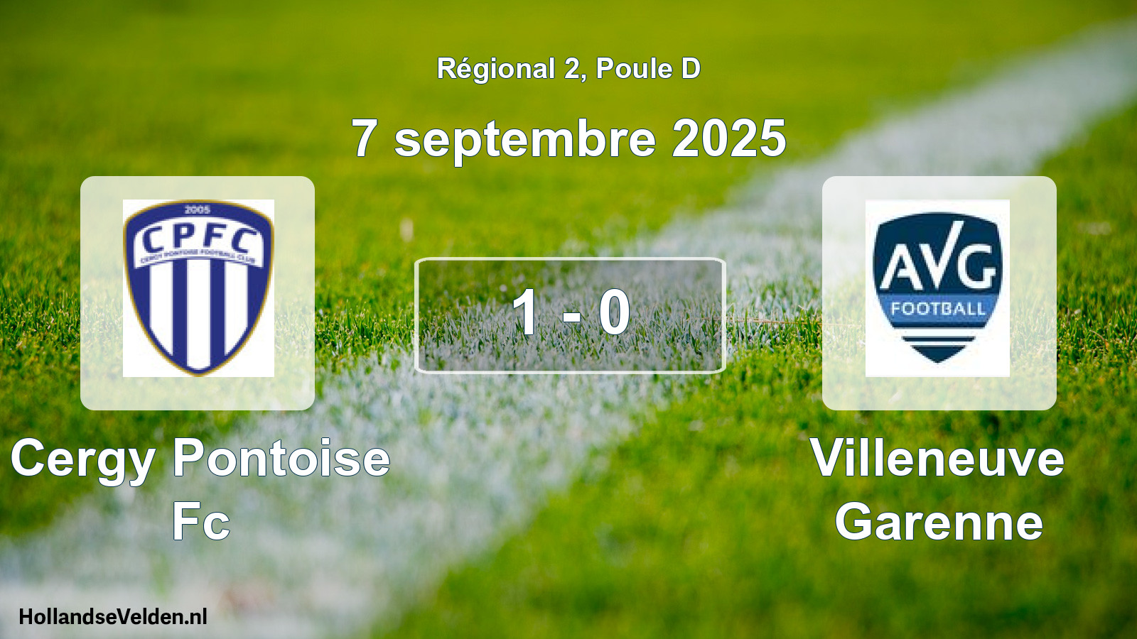 Total number of matches played: Cergy Pontoise Fc - Villeneuve Garenne 1 - 0 (7 September 2025)