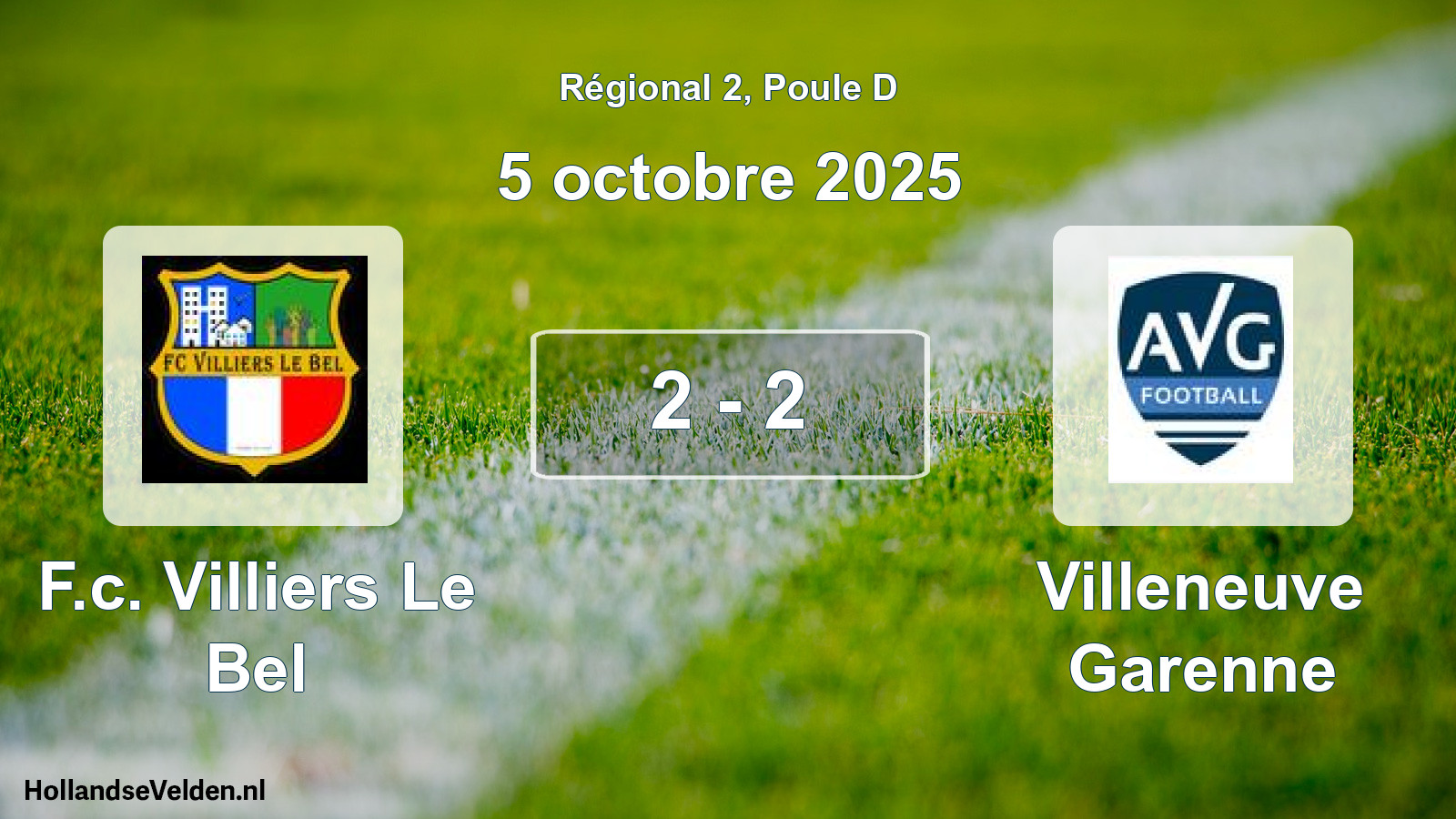 Gespeelde wedstrijd: F.c. Villiers Le Bel - Villeneuve Garenne 2 - 2 (5 octobre 2025)