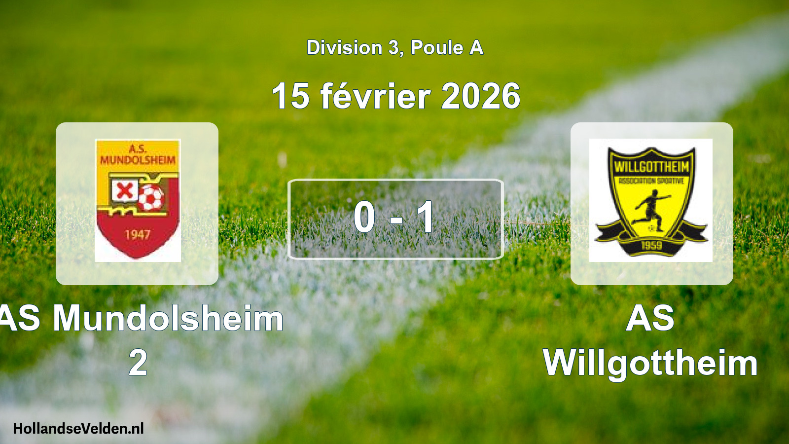 Total number of matches played: AS Mundolsheim 2 - AS Willgottheim 0 - 1 (15 February 2026)