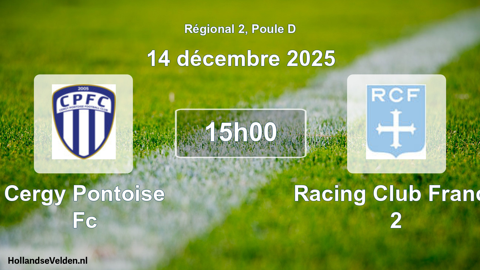 Geplande wedstrijd: Cergy Pontoise Fc - Racing Club France 2 (14 décembre 2025)