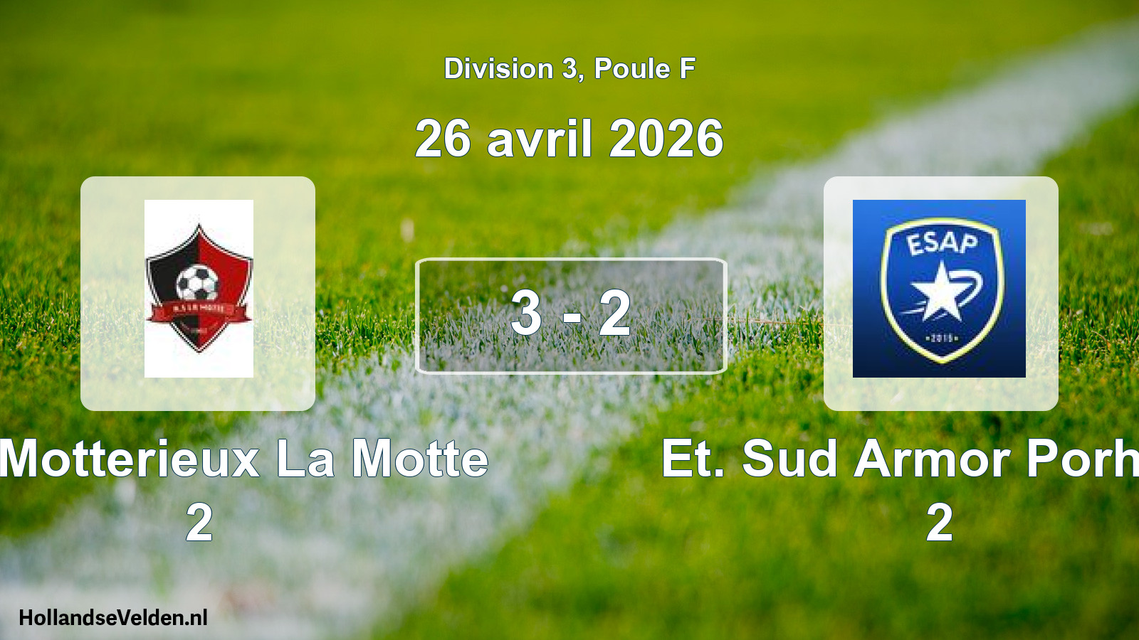 Match joué: AS Motterieux La Motte 2 - Et. Sud Armor Porhoët 2 3 - 2 (26 avril 2026)