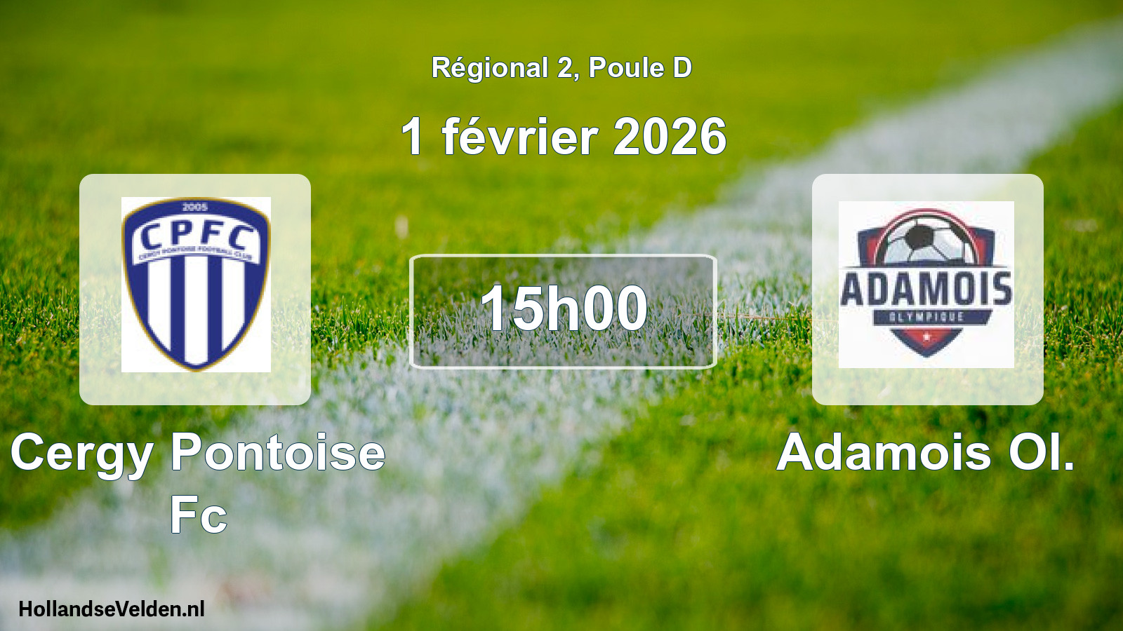 Geplande wedstrijd: Cergy Pontoise Fc - Adamois Ol. (1 février 2026)