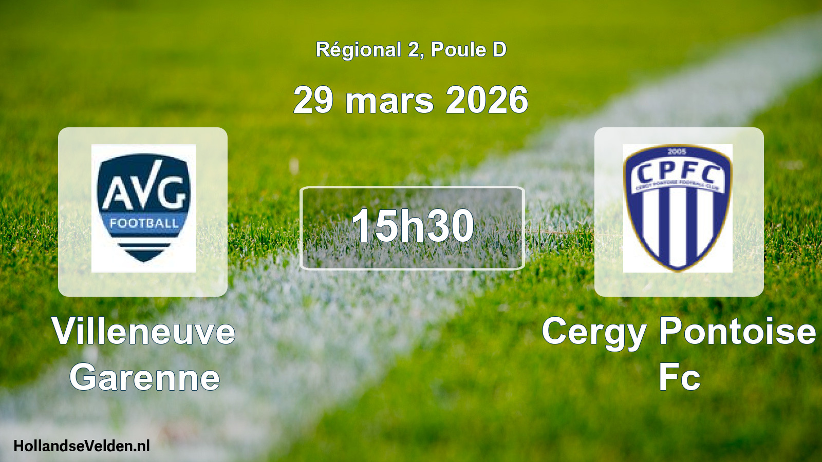 Geplande wedstrijd: Villeneuve Garenne - Cergy Pontoise Fc (29 maart 2026)